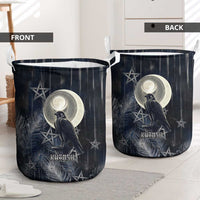 Khonsu Laundry Basket Ancient Egyptian Dark Feather Pattern, Moonlit Raven Symbol, and Eye Lotus - Wonder Print Shop