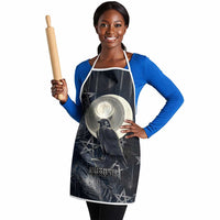 Khonsu Apron Ancient Egyptian Dark Feather Pattern, Moonlit Raven Symbol, and Eye Lotus - Wonder Print Shop