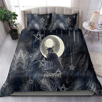 Khonsu Bedding Set Ancient Egyptian Dark Feather Pattern, Moonlit Raven Symbol, and Eye Lotus - Wonder Print Shop