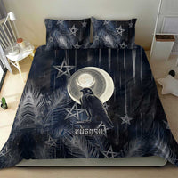 Khonsu Bedding Set Ancient Egyptian Dark Feather Pattern, Moonlit Raven Symbol, and Eye Lotus - Wonder Print Shop