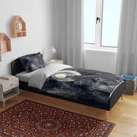 Khonsu Bedding Set Ancient Egyptian Dark Feather Pattern, Moonlit Raven Symbol, and Eye Lotus - Wonder Print Shop