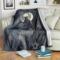Khonsu Blanket Ancient Egyptian Dark Feather Pattern, Moonlit Raven Symbol, and Eye Lotus - Wonder Print Shop