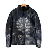 Khonsu Padded Jacket Ancient Egyptian Dark Feather Pattern, Moonlit Raven Symbol, and Eye Lotus - Wonder Print Shop