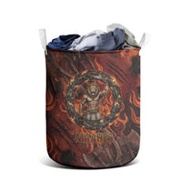Maahes Laundry Basket Ancient Egyptian Fiery Red Flame - Roaring Lion Head - Wonder Print Shop