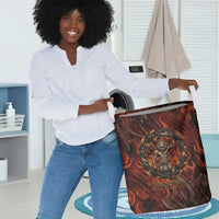 Maahes Laundry Basket Ancient Egyptian Fiery Red Flame - Roaring Lion Head - Wonder Print Shop