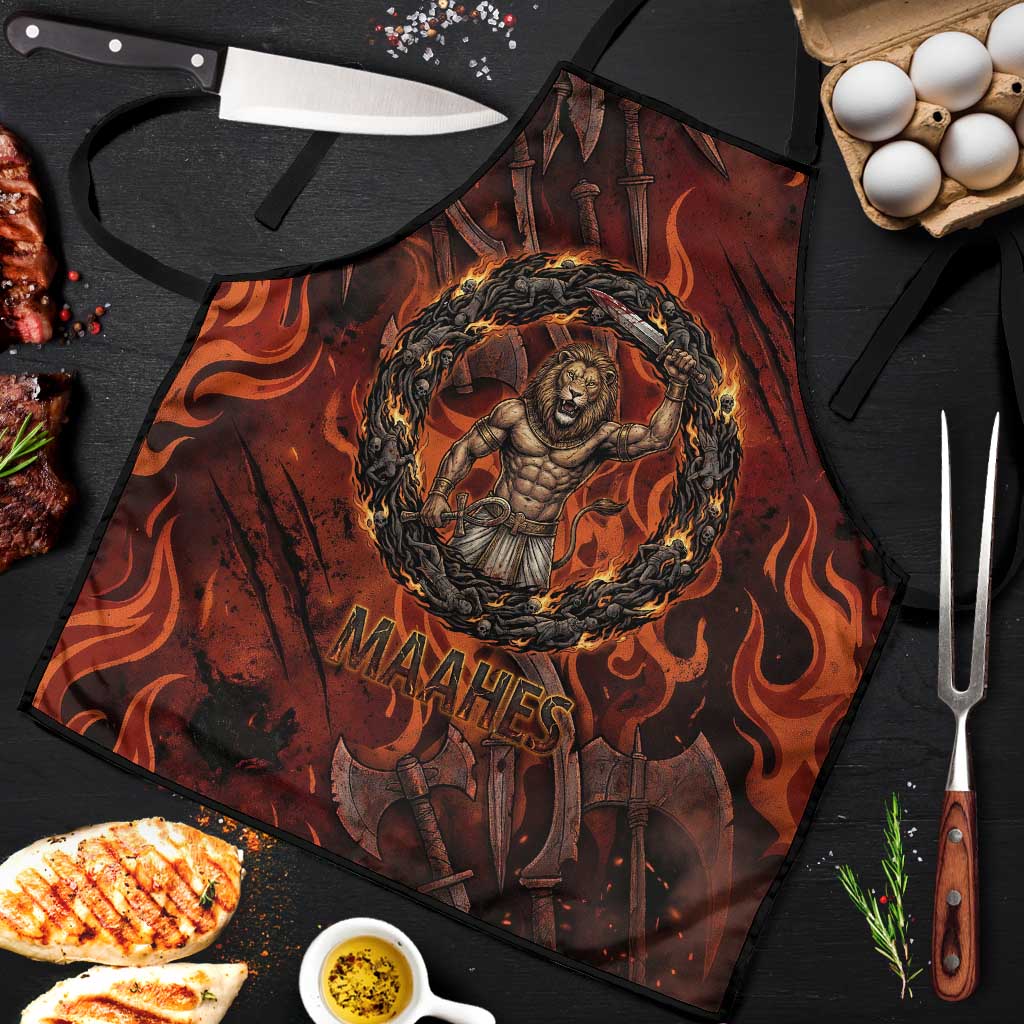 Maahes Apron Ancient Egyptian Fiery Red Flame - Roaring Lion Head - Wonder Print Shop