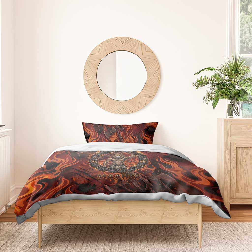 Maahes Bedding Set Ancient Egyptian Fiery Red Flame - Roaring Lion Head - Wonder Print Shop