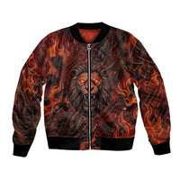 Maahes Bomber Jacket Ancient Egyptian Fiery Red Flame - Roaring Lion Head - Wonder Print Shop
