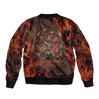 Maahes Bomber Jacket Ancient Egyptian Fiery Red Flame - Roaring Lion Head - Wonder Print Shop
