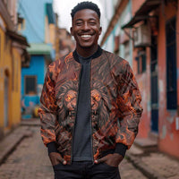 Maahes Bomber Jacket Ancient Egyptian Fiery Red Flame - Roaring Lion Head - Wonder Print Shop