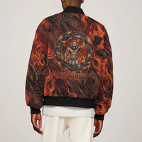 Maahes Bomber Jacket Ancient Egyptian Fiery Red Flame - Roaring Lion Head - Wonder Print Shop