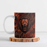 Maahes Ceramic Mug Ancient Egyptian Fiery Red Flame - Roaring Lion Head - Wonder Print Shop