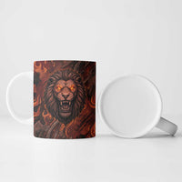 Maahes Ceramic Mug Ancient Egyptian Fiery Red Flame - Roaring Lion Head - Wonder Print Shop
