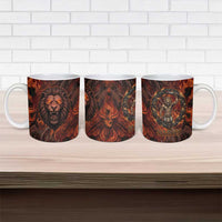 Maahes Ceramic Mug Ancient Egyptian Fiery Red Flame - Roaring Lion Head - Wonder Print Shop