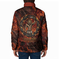 Maahes Padded Jacket Ancient Egyptian Fiery Red Flame - Roaring Lion Head - Wonder Print Shop