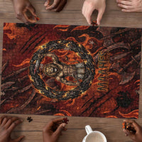 Maahes Puzzle Ancient Egyptian Fiery Red Flame - Roaring Lion Head - Wonder Print Shop