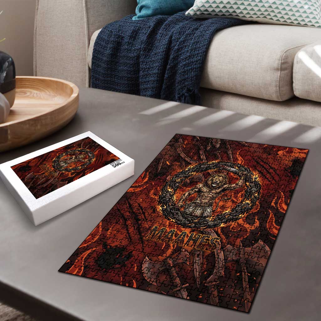 Maahes Puzzle Ancient Egyptian Fiery Red Flame - Roaring Lion Head - Wonder Print Shop