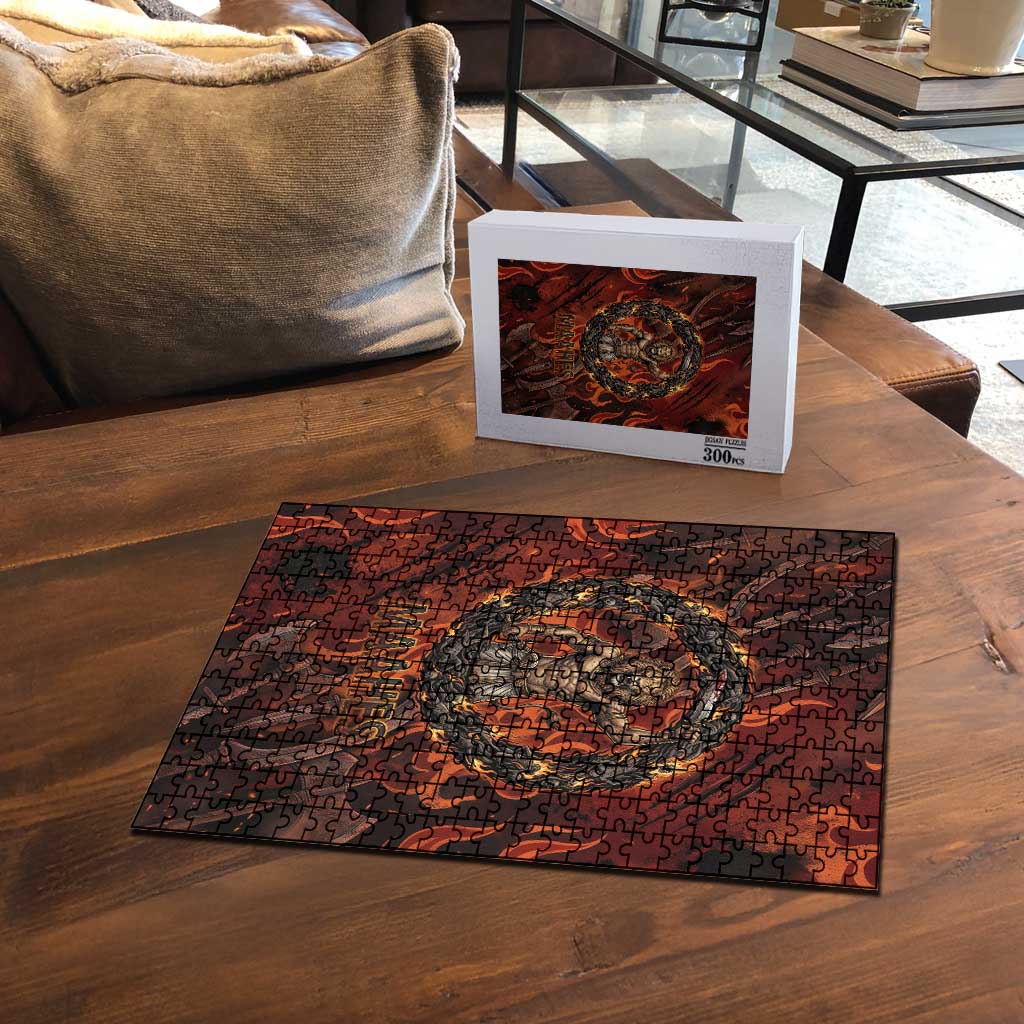 Maahes Puzzle Ancient Egyptian Fiery Red Flame - Roaring Lion Head - Wonder Print Shop