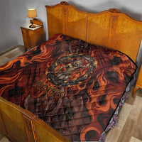 Maahes Quilt Ancient Egyptian Fiery Red Flame - Roaring Lion Head - Wonder Print Shop