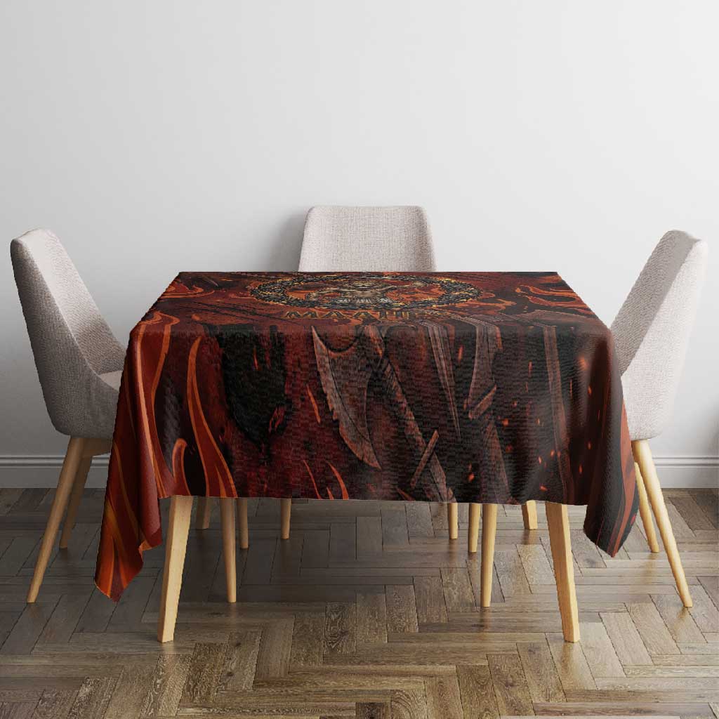 Maahes Tablecloth Ancient Egyptian Fiery Red Flame - Roaring Lion Head - Wonder Print Shop