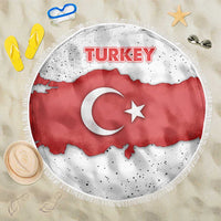 Turkey Flag Map Red and White Beach Blanket with National Symbol