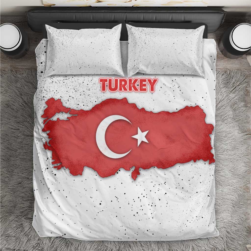 Turkey Flag Map Red and White Bedding Set with National Symbol