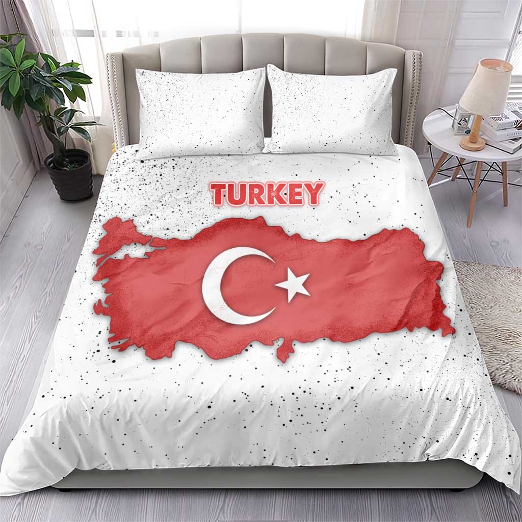 Turkey Flag Map Red and White Bedding Set with National Symbol