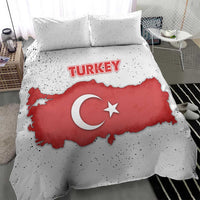 Turkey Flag Map Red and White Bedding Set with National Symbol