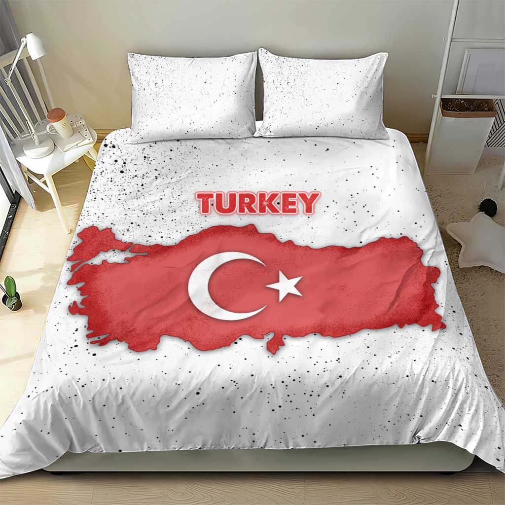 Turkey Flag Map Red and White Bedding Set with National Symbol