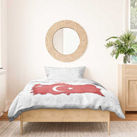 Turkey Flag Map Red and White Bedding Set with National Symbol