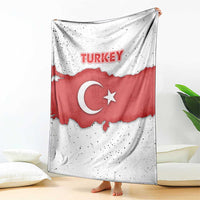 Turkey Flag Map Red and White Blanket with National Symbol