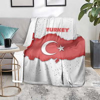 Turkey Flag Map Red and White Blanket with National Symbol