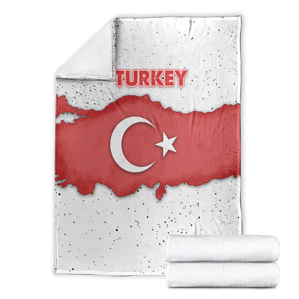 Turkey Flag Map Red and White Blanket with National Symbol