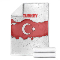 Turkey Flag Map Red and White Blanket with National Symbol