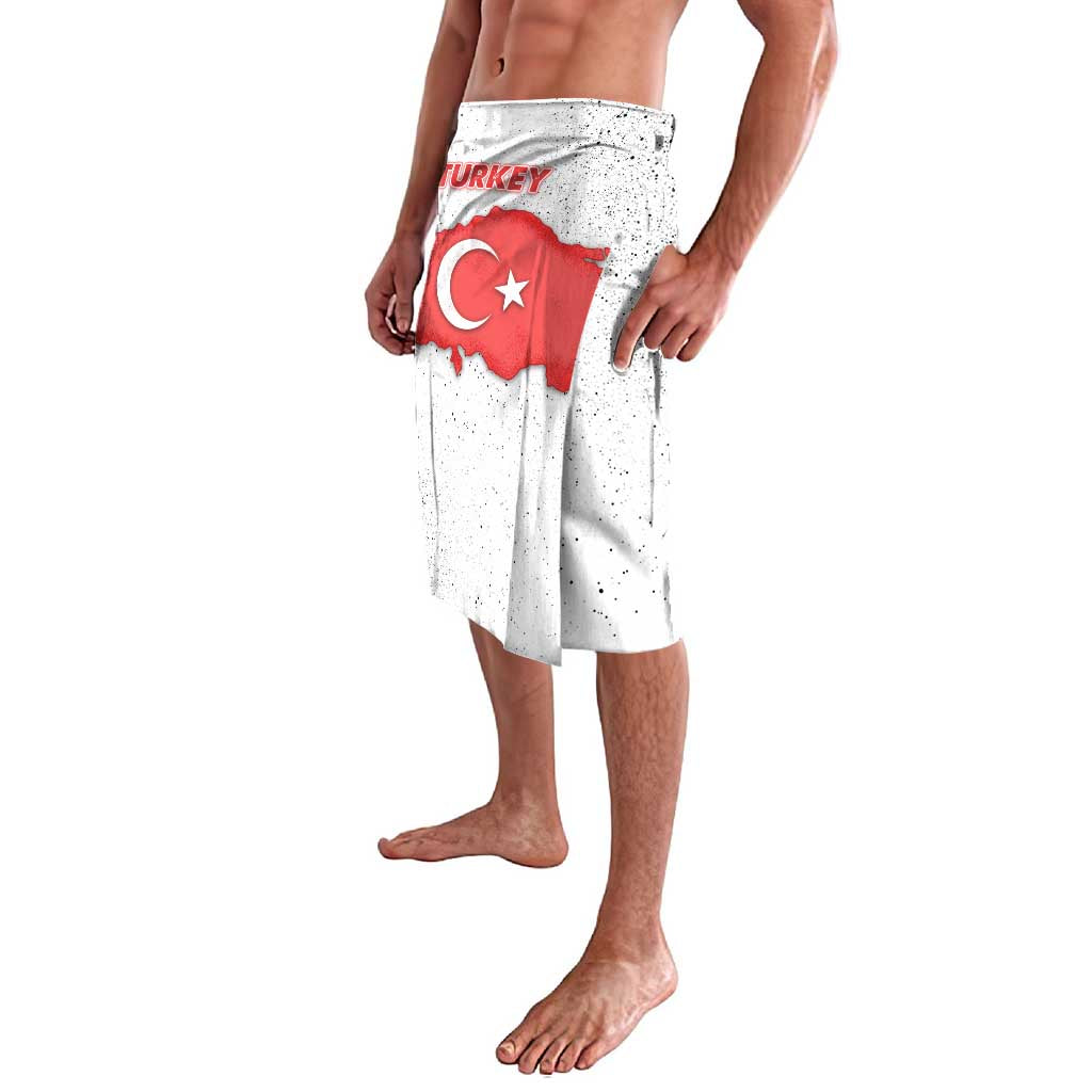 Turkey Flag Map Red and White Lavalava with National Symbol