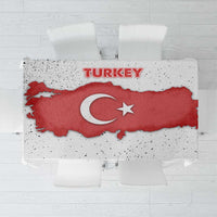 Turkey Flag Map Red and White Tablecloth with National Symbol