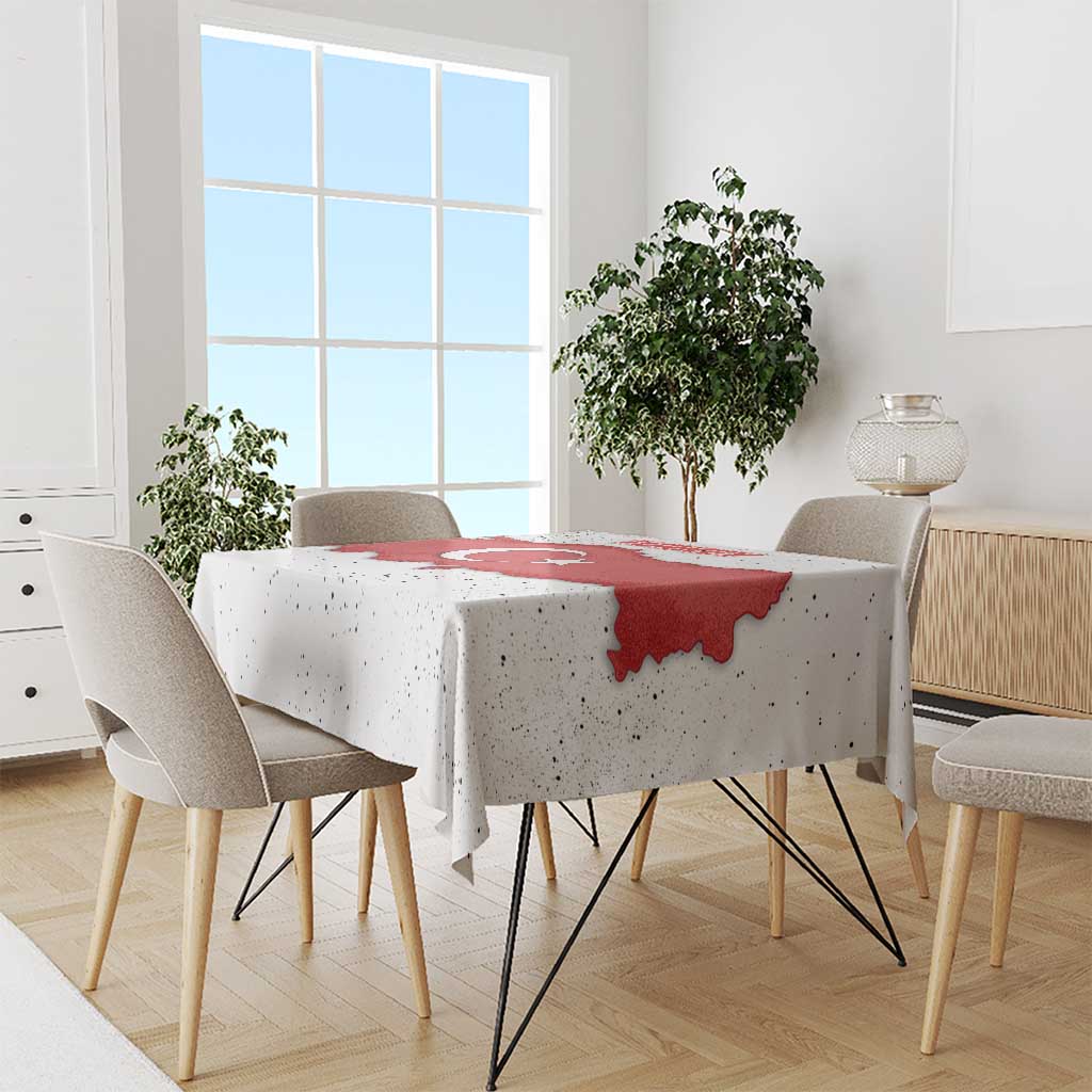 Turkey Flag Map Red and White Tablecloth with National Symbol