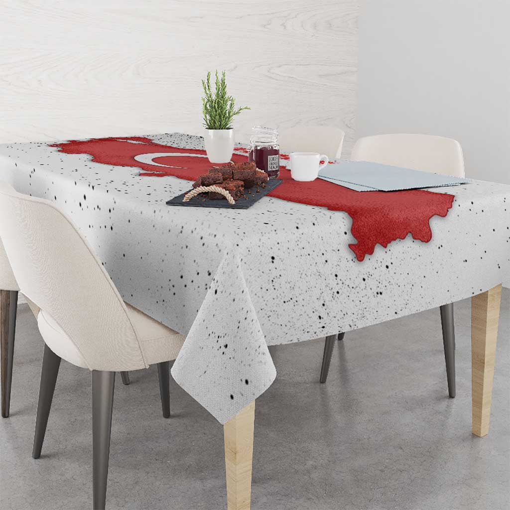 Turkey Flag Map Red and White Tablecloth with National Symbol