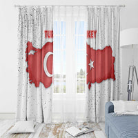Turkey Flag Map Red and White Window Curtain with National Symbol