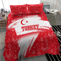 Turkey National Flag and Pattern Design Bedding Set with Red Brush Stroke Effect