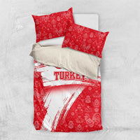 Turkey National Flag and Pattern Design Bedding Set with Red Brush Stroke Effect