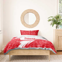 Turkey National Flag and Pattern Design Bedding Set with Red Brush Stroke Effect