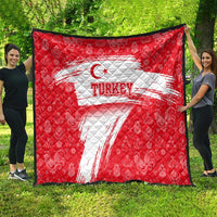Turkey National Flag and Pattern Design Quilt with Red Brush Stroke Effect