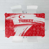 Turkey National Flag and Pattern Design Tablecloth with Red Brush Stroke Effect