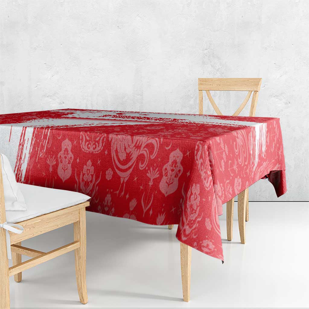 Turkey National Flag and Pattern Design Tablecloth with Red Brush Stroke Effect