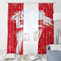 Turkey National Flag and Pattern Design Window Curtain with Red Brush Stroke Effect