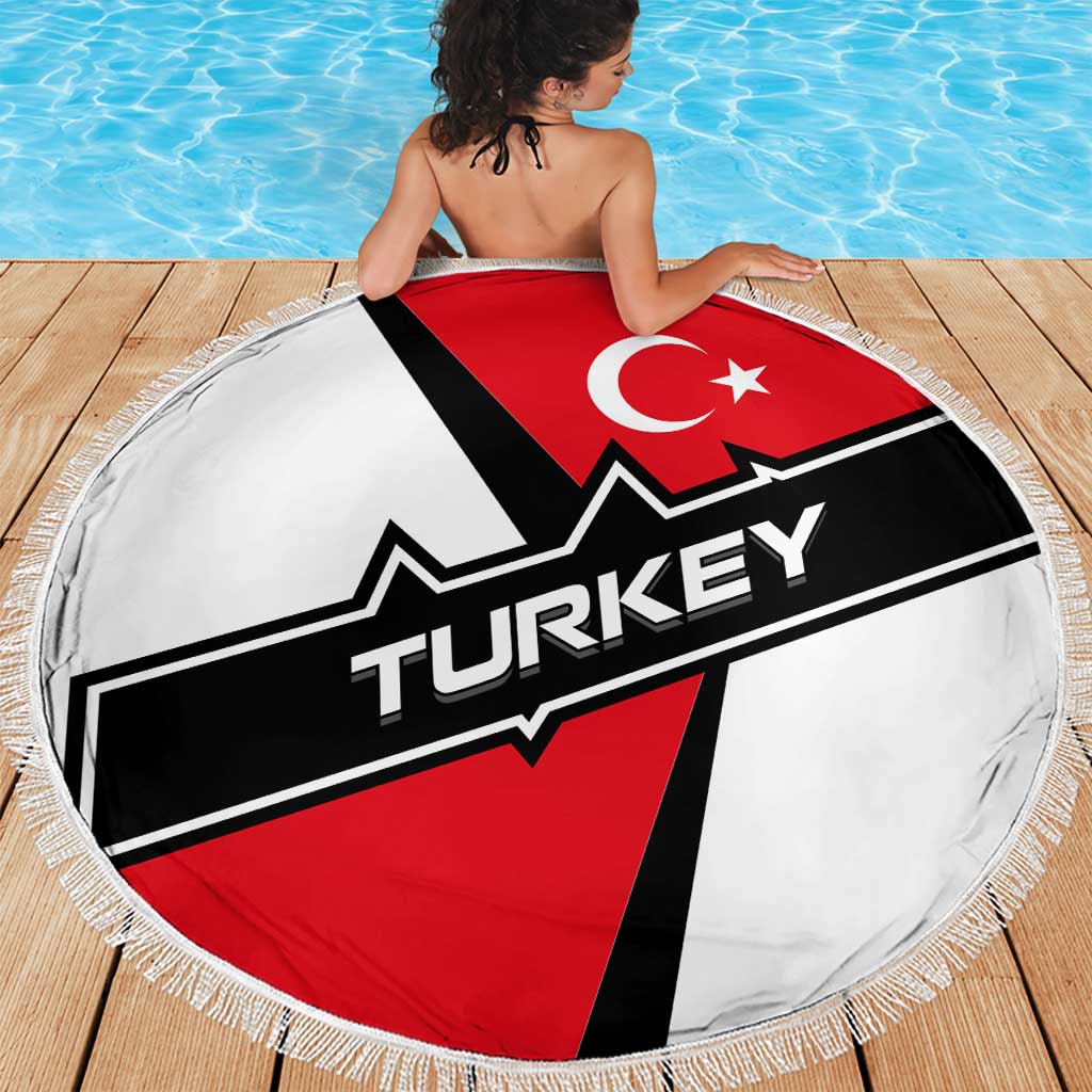 Turkey Flag and Modern Graphic Design Beach Blanket with Bold Red and Black Elements