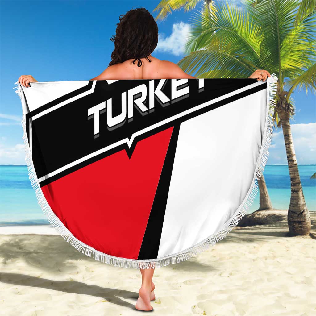 Turkey Flag and Modern Graphic Design Beach Blanket with Bold Red and Black Elements