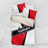 Turkey Flag and Modern Graphic Design Bedding Set with Bold Red and Black Elements
