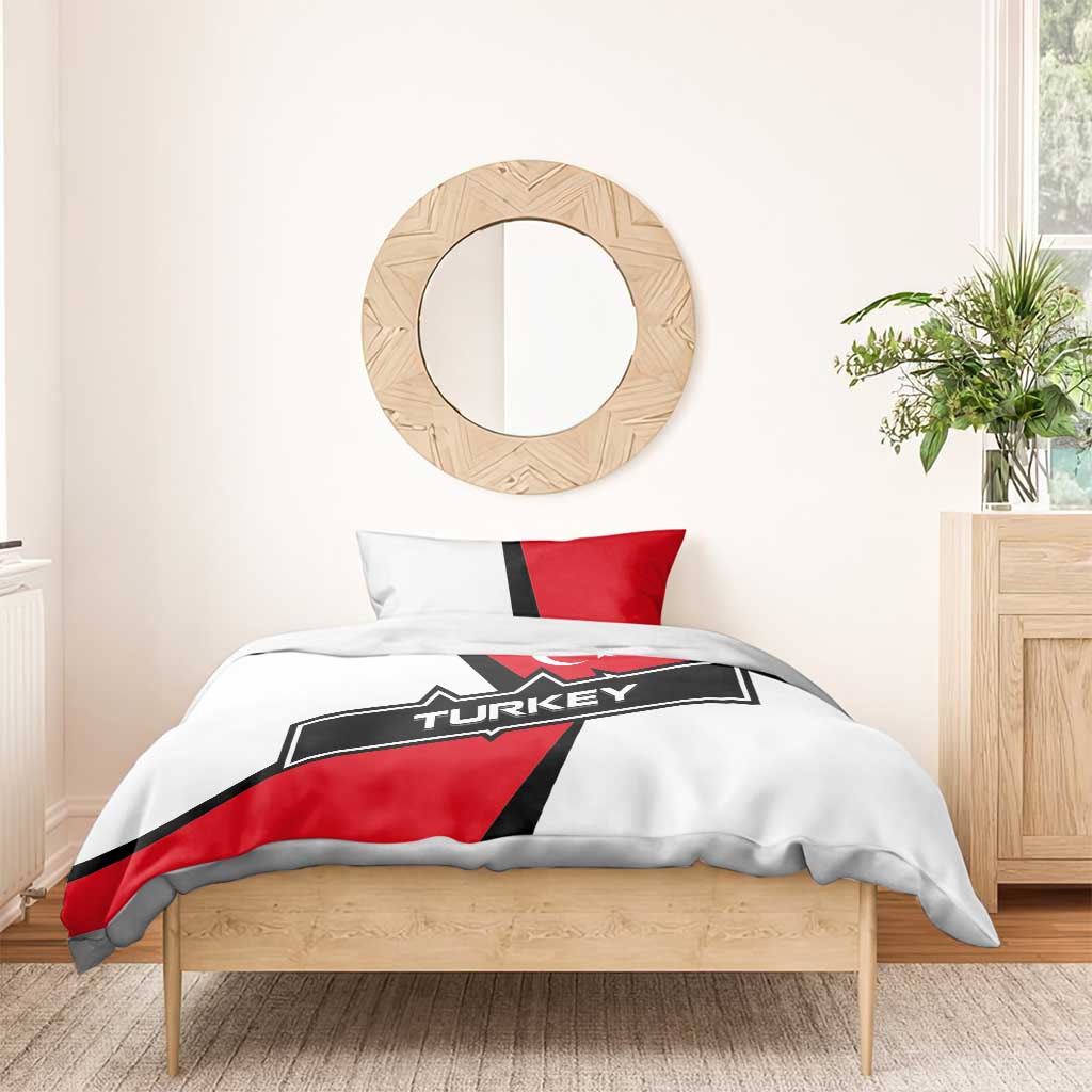 Turkey Flag and Modern Graphic Design Bedding Set with Bold Red and Black Elements